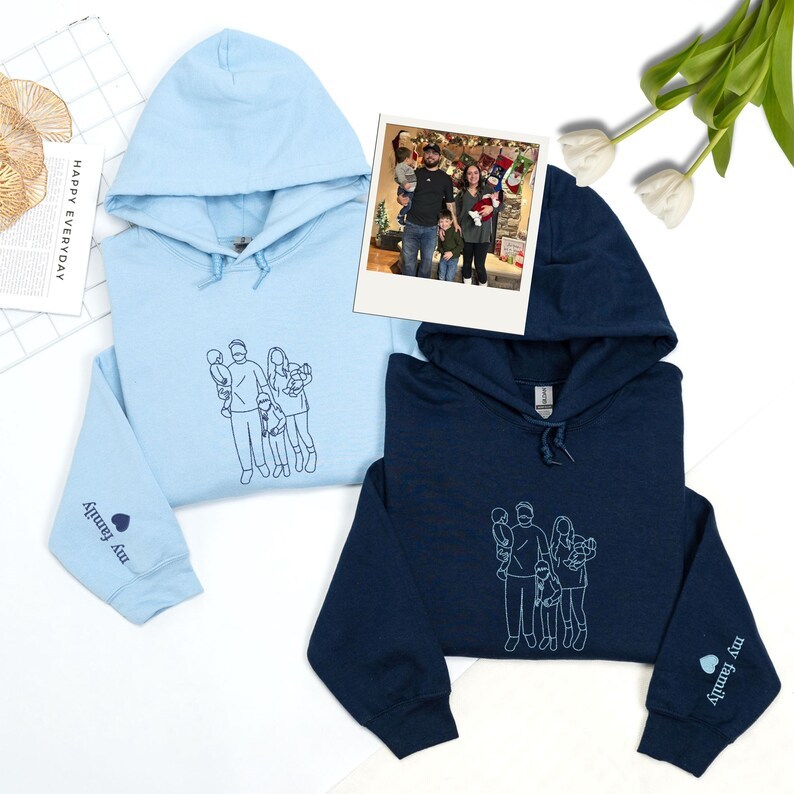 Personalized Family Outline Embroidery Portrait Sweatshirt