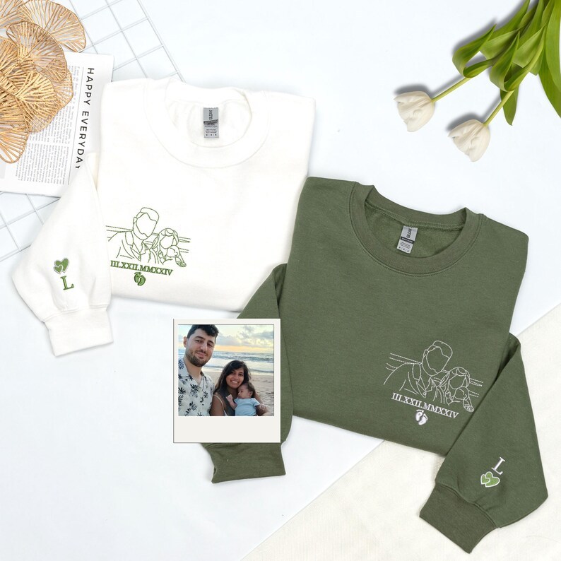 Personalized Family Outline Embroidery Portrait Sweatshirt