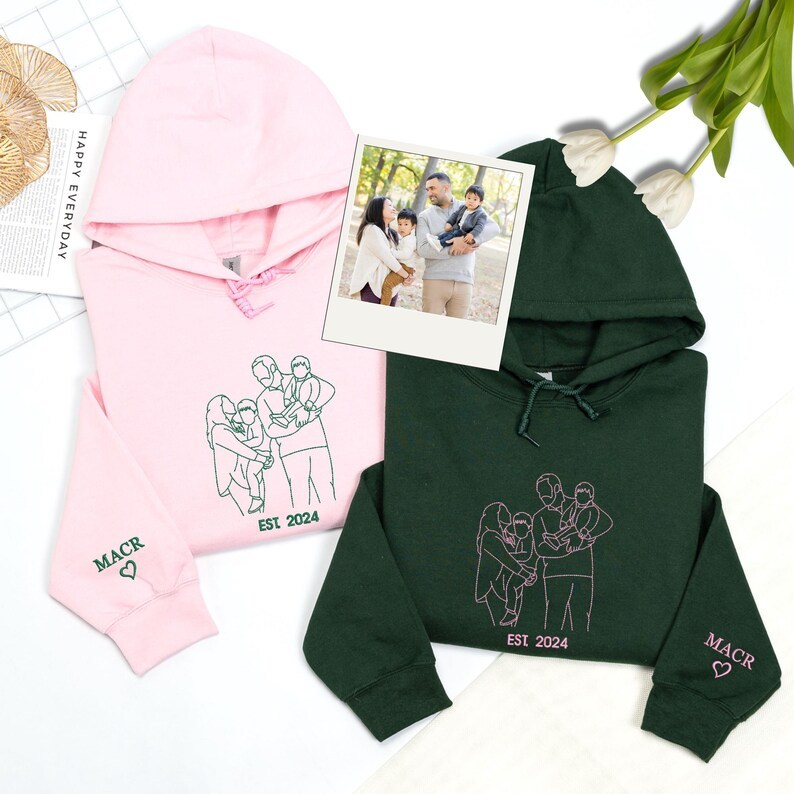 Personalized Family Outline Embroidery Portrait Sweatshirt