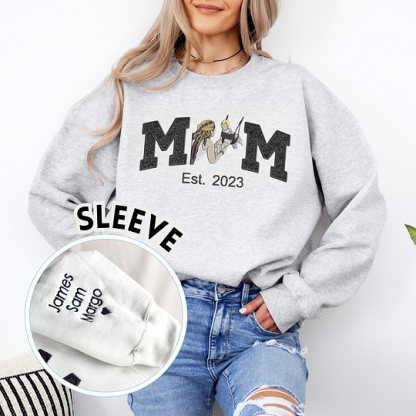 Personalized Embroidered Family Photo Portrait Glitter Mama Sweatshirt