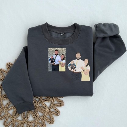Custom Embroidered Portrait Sweatshirt Mothers Day Gift