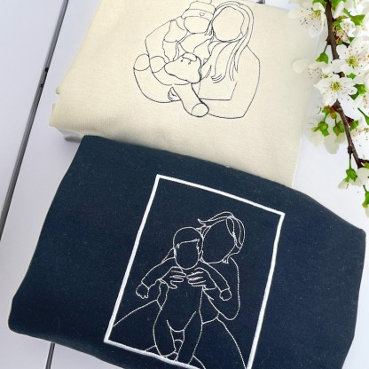 Custom Embroidered Family Photo Portrait Sweatshirt/Hoodie/T-shirt