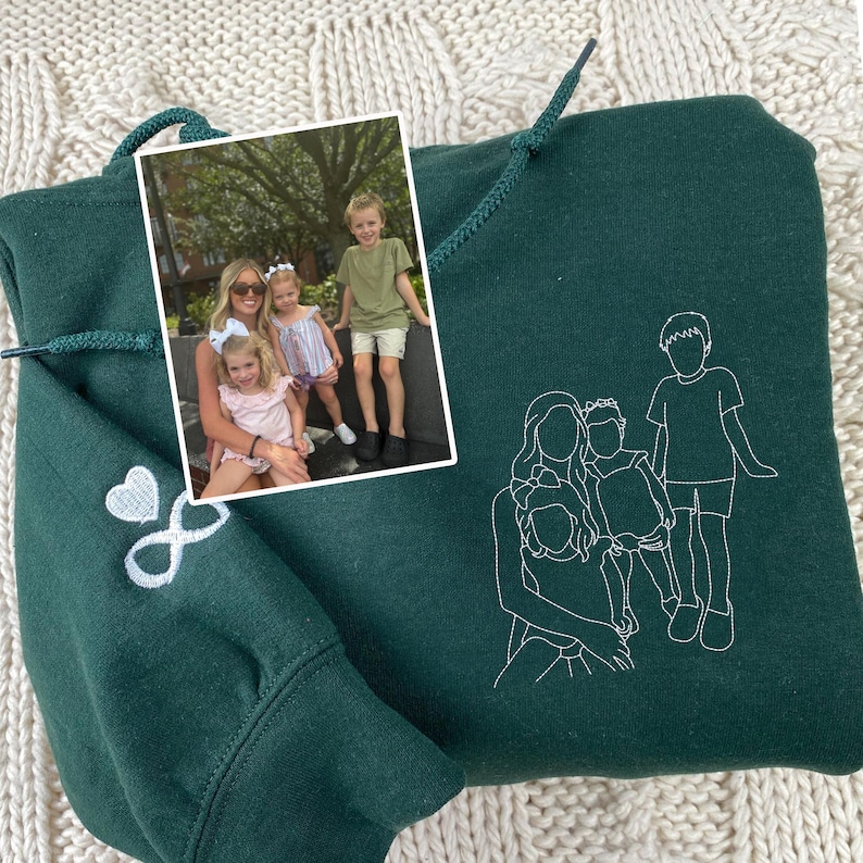 Custom Embroidered Family Photo Portrait Sweatshirt/Hoodie/T-shirt