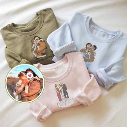 Custom Portrait From Photo Mama Embroidered Sweatshirt