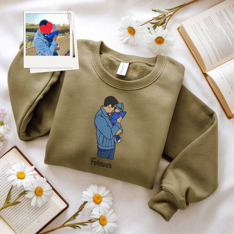Custom Portrait From Photo Mama Embroidered Sweatshirt