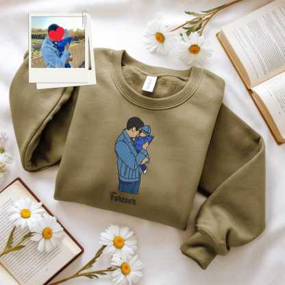 Custom Portrait From Photo Mama Embroidered Sweatshirt