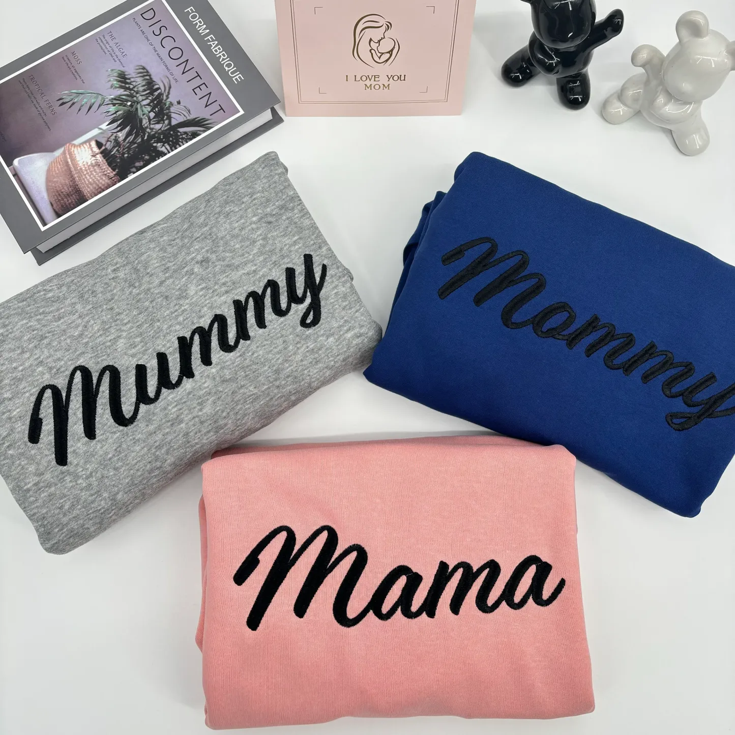 Custom Embroidered Mum Sweatshirt with Kids Names on Sleeve Mother's Day Gift for Mum Grandma