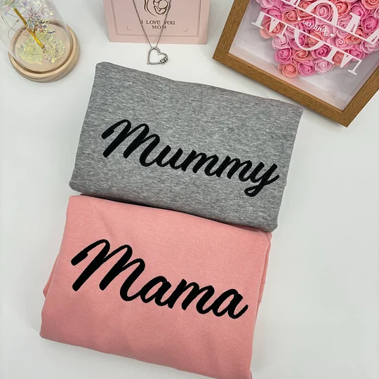 Custom Embroidered Mum Sweatshirt with Kids Names on Sleeve Mother's Day Gift for Mum Grandma