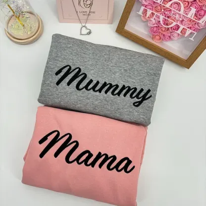 Custom Embroidered Mum Sweatshirt with Kids Names on Sleeve Mother's Day Gift for Mum Grandma