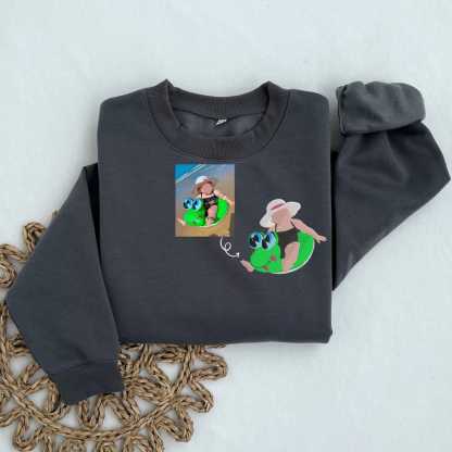 Custom Embroidered Portrait Sweatshirt Mothers Day Gift