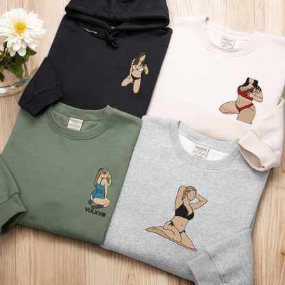 Custom Embroidery Hot Spicy Photo Portrait Hoodie/Crewneck/T-shirt