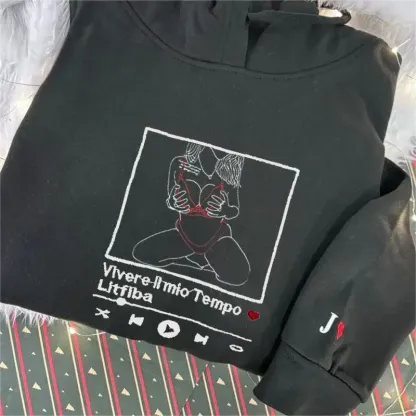 Custom Embroidered Portrait Music Player Sweatshirt-Personalized Sexy Portrait Gift for Him