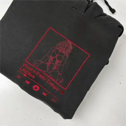 Custom Embroidered Portrait Music Player Sweatshirt-Personalized Sexy Portrait Gift for Him