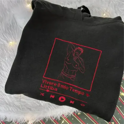 Custom Embroidered Portrait Music Player Sweatshirt-Personalized Sexy Portrait Gift for Him