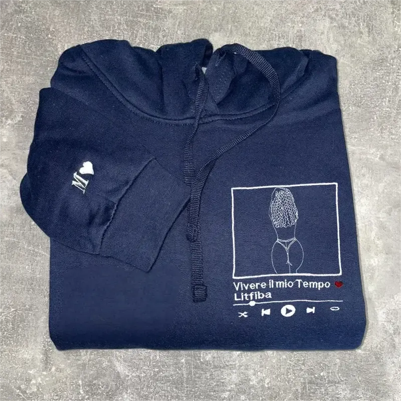 Custom Embroidered Portrait Music Player Sweatshirt-Personalized Sexy Portrait Gift for Him