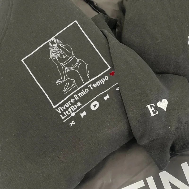 Custom Embroidered Portrait Music Player Sweatshirt-Personalized Sexy Portrait Gift for Him