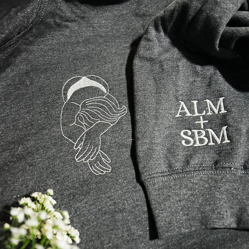 Personalized Hot Spicy Photo Portrait Line Art Embroidery Sweatshirt