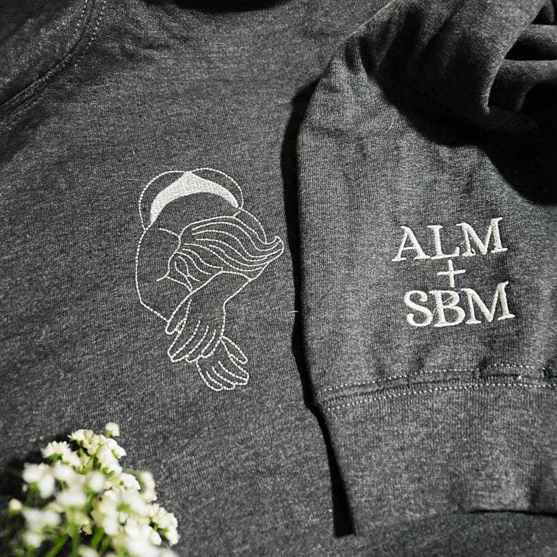 Personalized Hot Spicy Photo Portrait Line Art Embroidery Sweatshirt