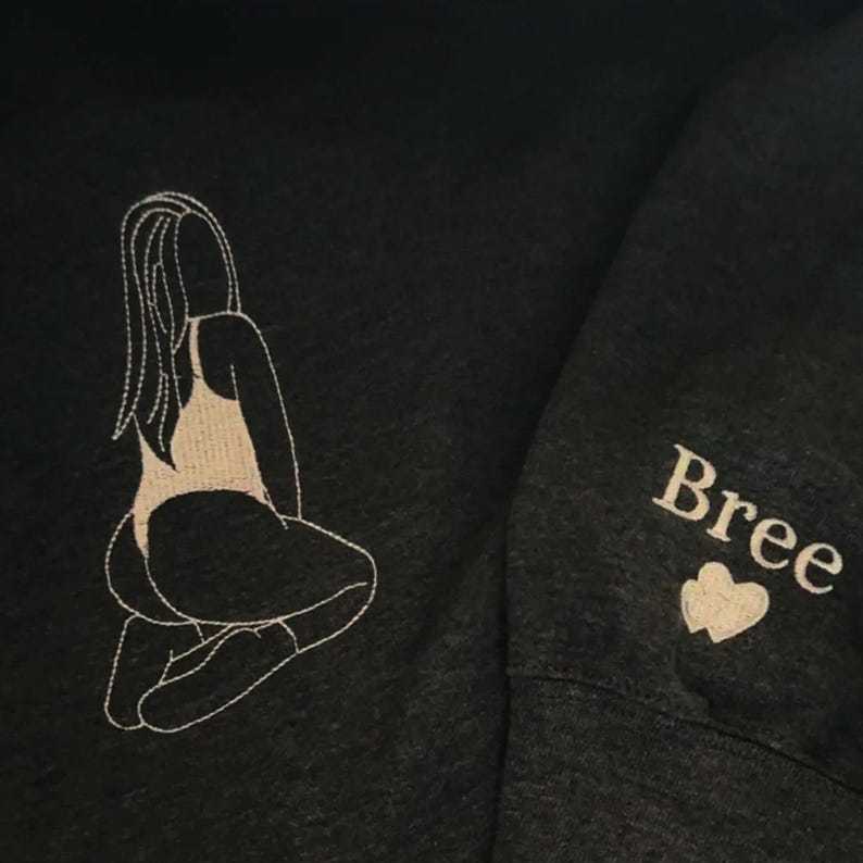 Custom Embroidered Spicy Outline Hot Portrait Sweatshirt