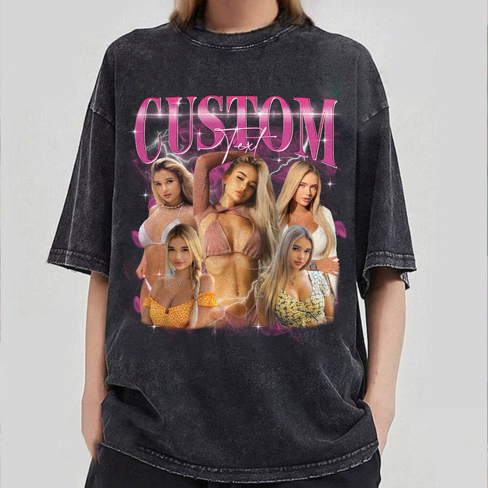 Personalized Vintage Style Hot Spicy Girlfriend Photos T-shirt