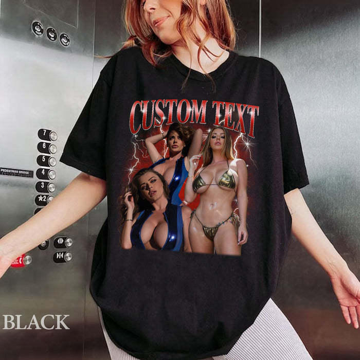 Personalized Vintage Style Hot Spicy Girlfriend Photos T-shirt