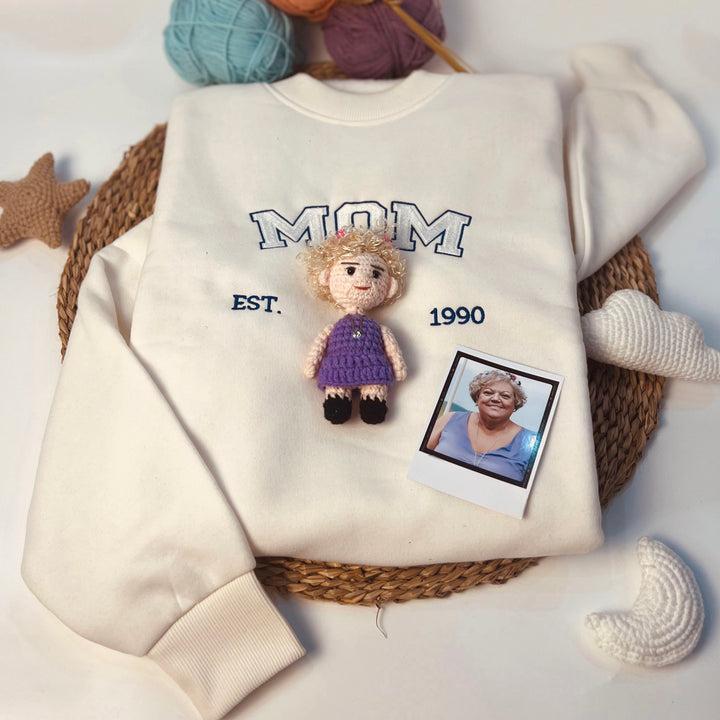 Custom Crochet Doll On Premium Embroidered Swearshirt