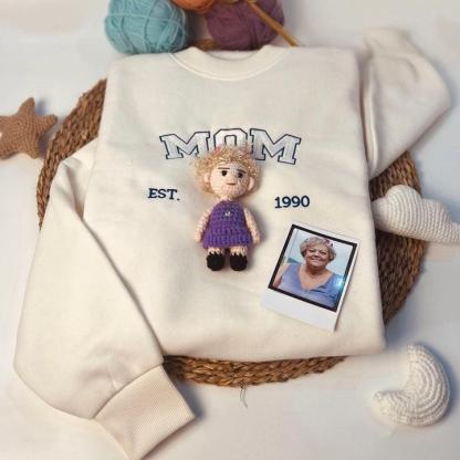 Custom Crochet Doll On Premium Embroidered Swearshirt