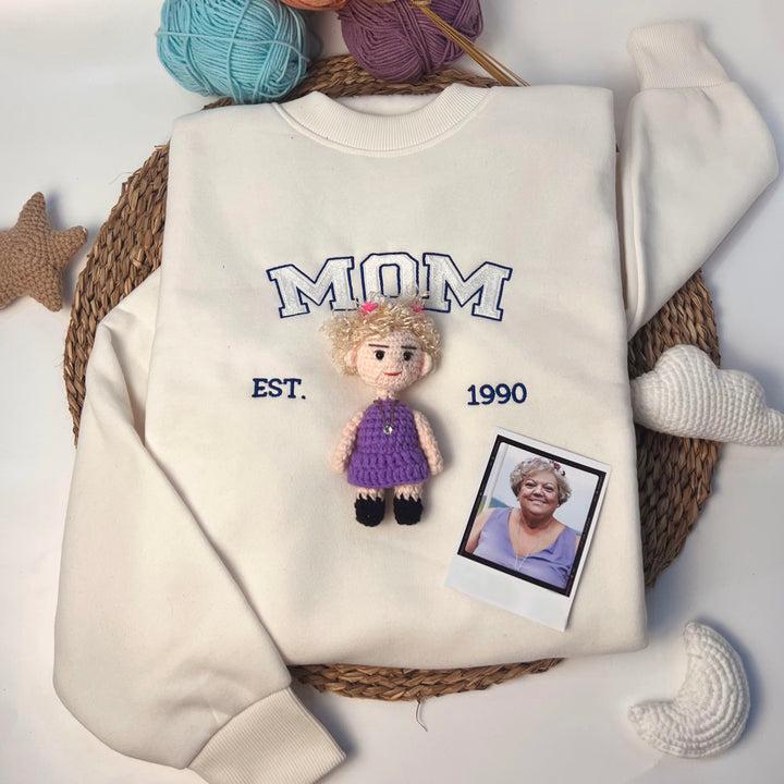 Custom Crochet Doll On Premium Embroidered Swearshirt