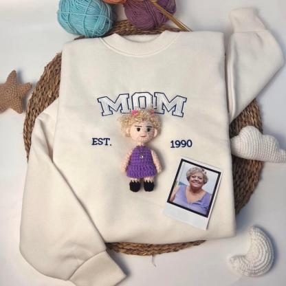 Custom Crochet Doll On Premium Embroidered Swearshirt