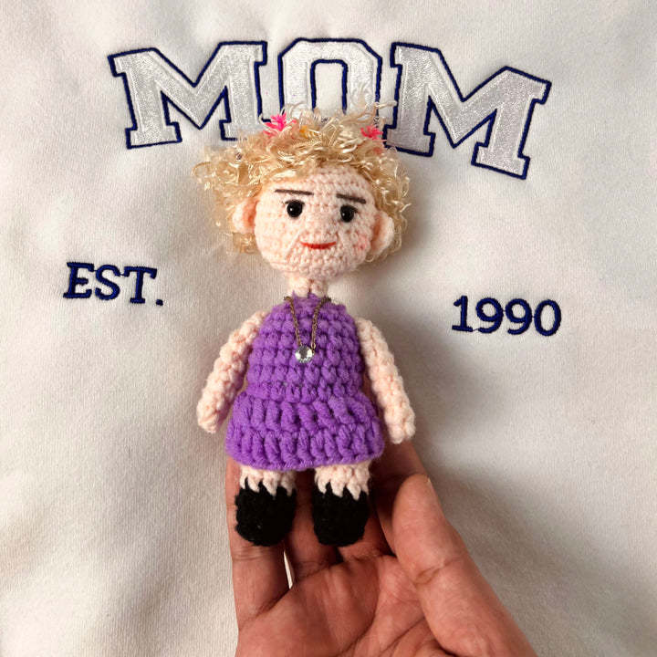 Custom Crochet Doll On Premium Embroidered Swearshirt