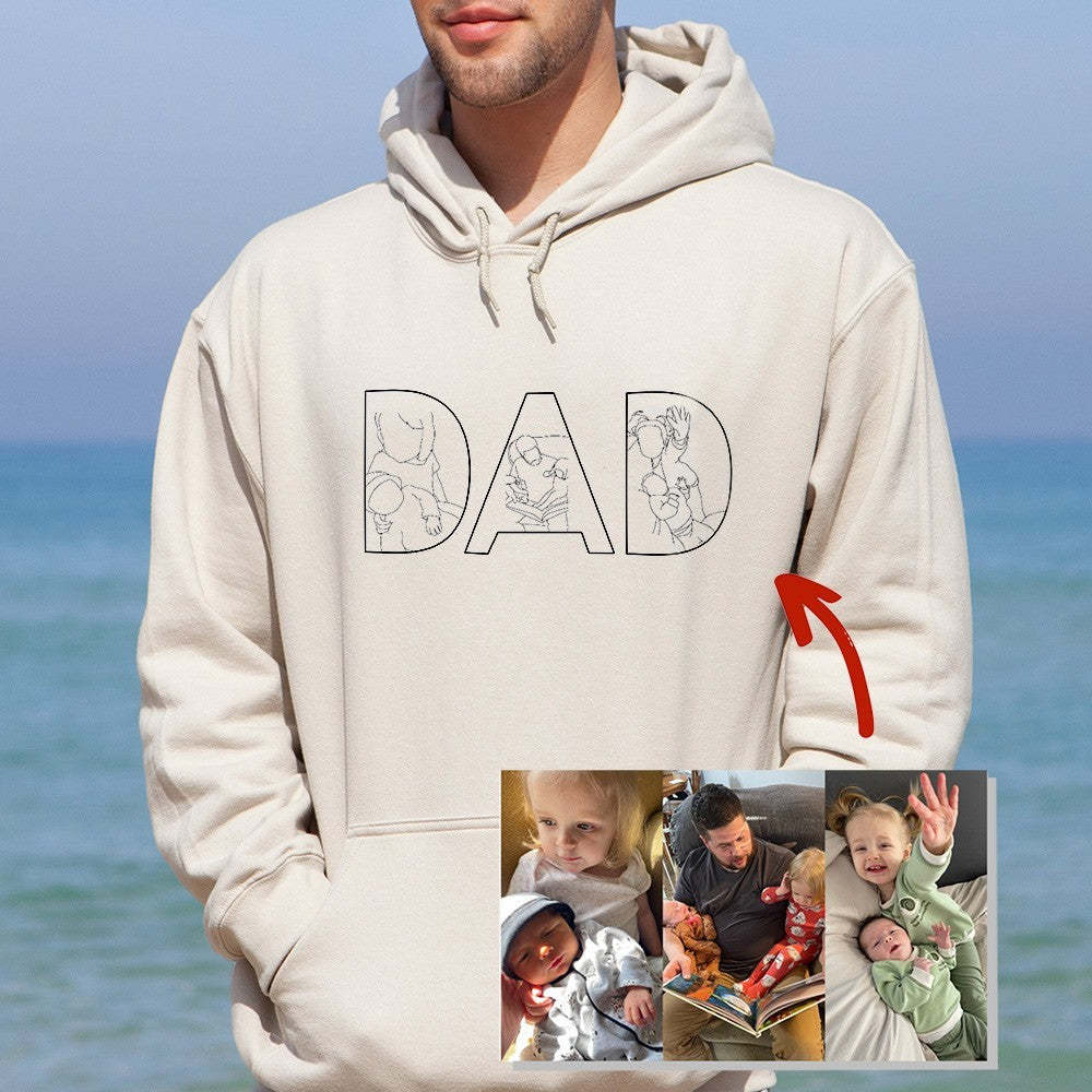 Custom Photo Portrait Outline Embroidery Sweatshirt, Gift For Dad/Mom/Family