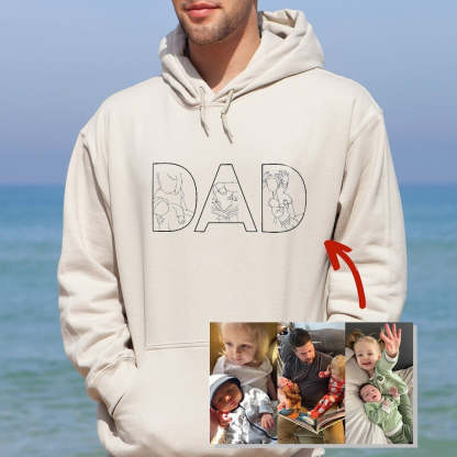 Custom Photo Portrait Outline Embroidery Sweatshirt, Gift For Dad/Mom/Family