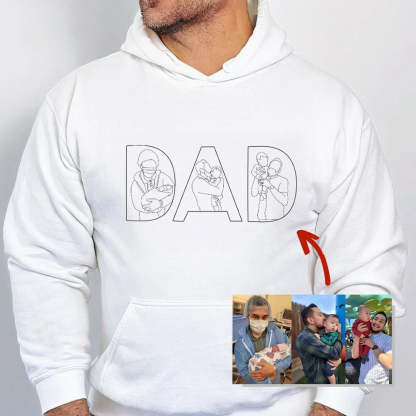 Custom Photo Portrait Outline Embroidery Sweatshirt, Gift For Dad/Mom/Family