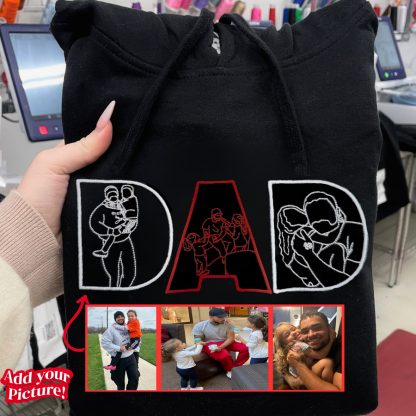 Custom Photo Portrait Outline Embroidery Sweatshirt, Gift For Dad/Mom/Family