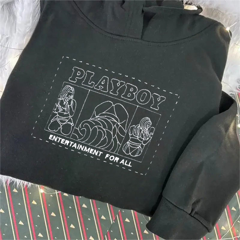 Custom Play Boy Embroidery Spicy Photo Portrait Hoodie