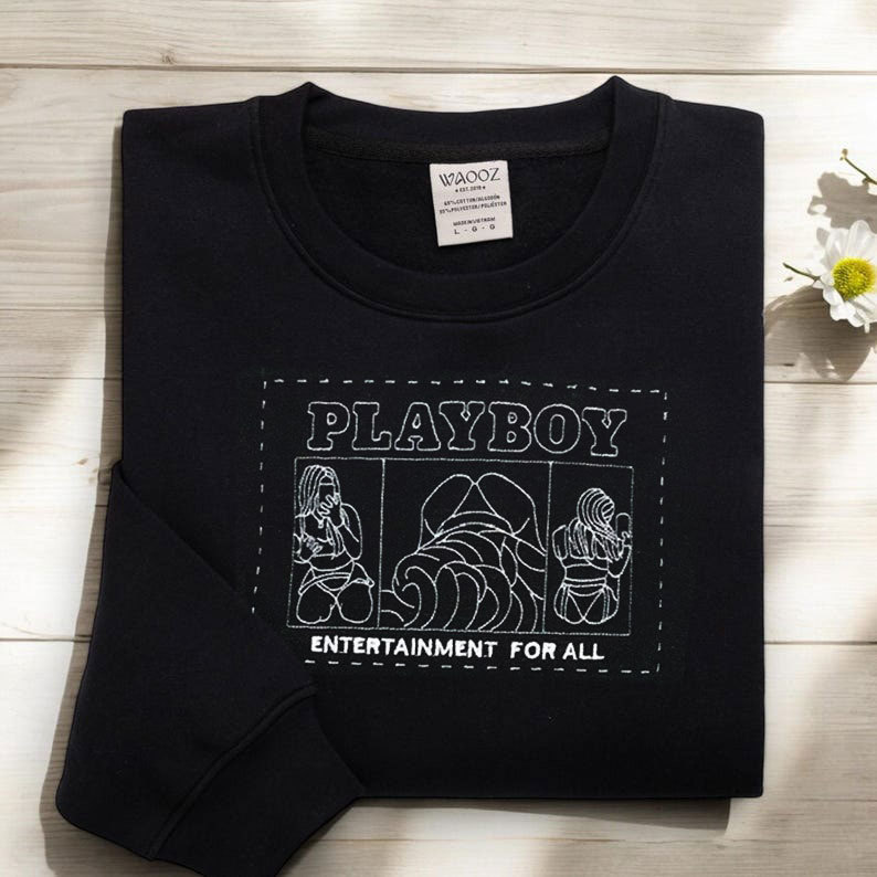 Custom Play Boy Embroidery Spicy Photo Portrait Hoodie
