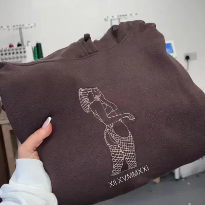 Custom Embroidered Sweatshirt – Personalized Sexy Portrait & Roman Numerals for Him