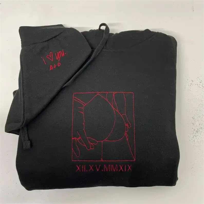 Custom Embroidered Sweatshirt – Personalized Sexy Portrait & Roman Numerals for Him