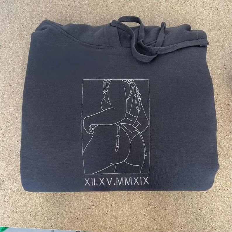 Custom Embroidered Sweatshirt – Personalized Sexy Portrait & Roman Numerals for Him