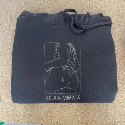 Custom Embroidered Sweatshirt – Personalized Sexy Portrait & Roman Numerals for Him