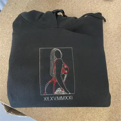 Custom Embroidered Sweatshirt – Personalized Sexy Portrait & Roman Numerals for Him