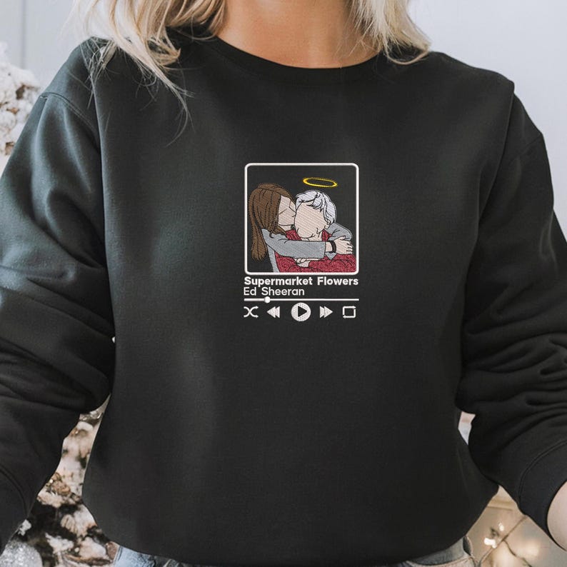 Custom Embroidery Photo Portrait Sweatshirt With Music Player