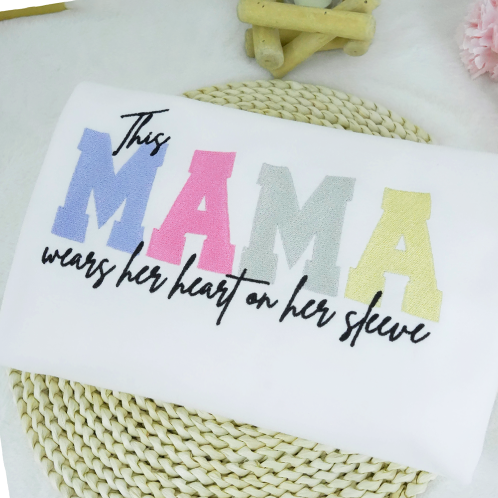 Personalized Heart on Sleeve Embroidered Sweatshirt-A Thoughtful Gift for Mom & Grandma 