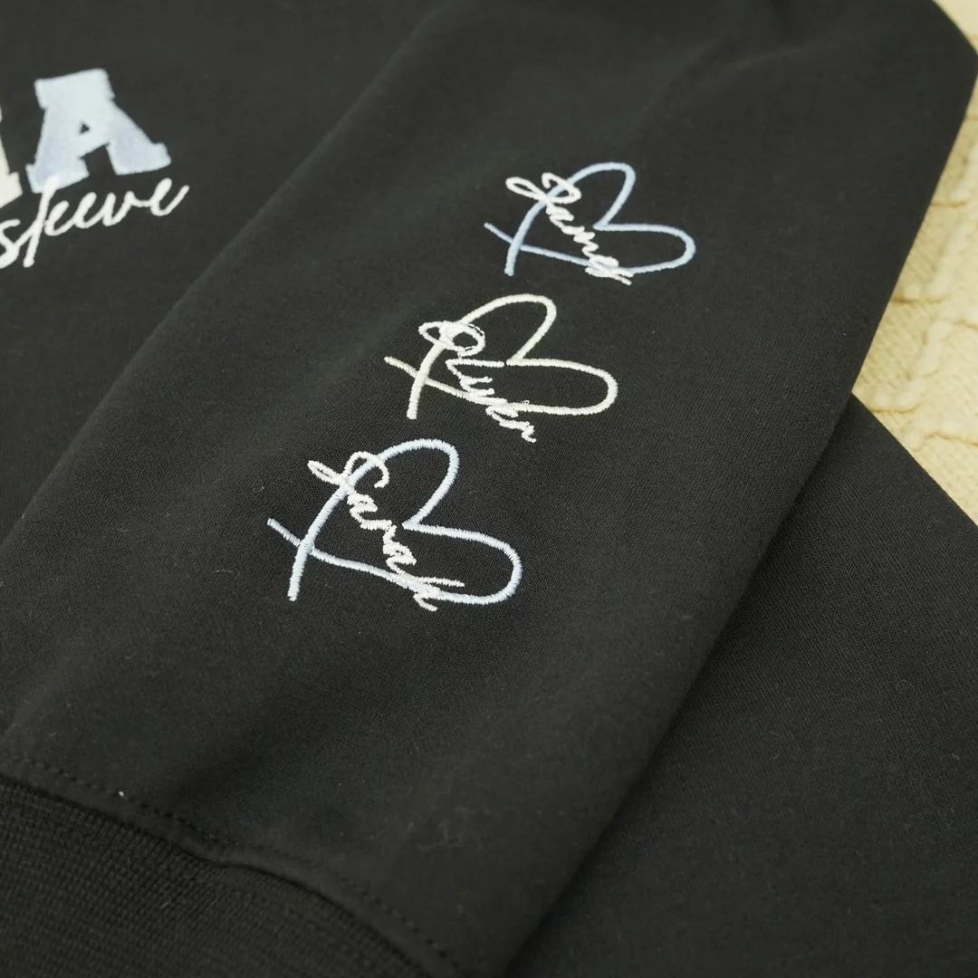 Personalized Heart on Sleeve Embroidered Sweatshirt-A Thoughtful Gift for Mom & Grandma 