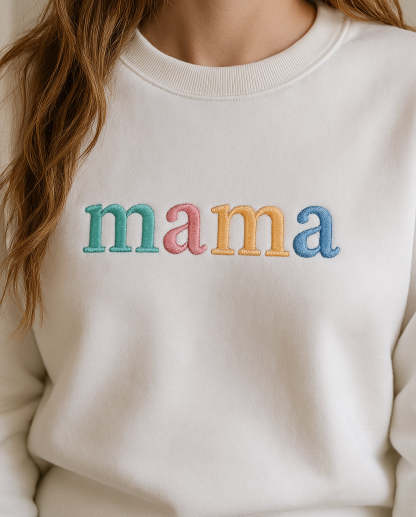 Personalized Pastel Mama Sweatshirt With Kids Names On Sleeve
