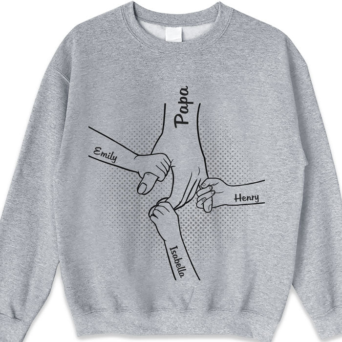 Hand In Hand, I Will Always Protect You-Custom Hand Holding T-shirt/Sweatshirt With Kids Names