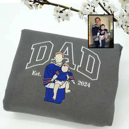 Custom Embroidered Dad Sweatshirt With Photo,Gift For Dad From Mom