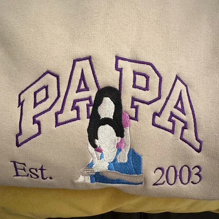 Custom Embroidered Dad Sweatshirt With Photo,Gift For Dad From Mom