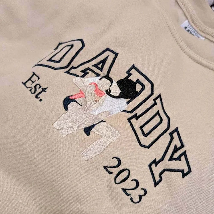 Custom Embroidered Dad Sweatshirt With Photo,Gift For Dad From Mom