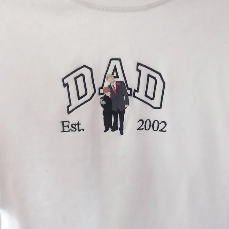 Custom Embroidered Dad Sweatshirt With Photo,Gift For Dad From Mom